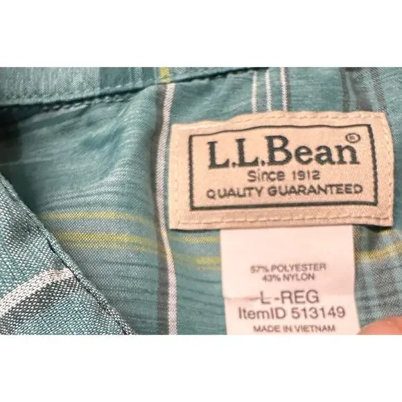 LL Bean Mens Short Sleeve Button Down Shirt Large - Picture 2 of 6